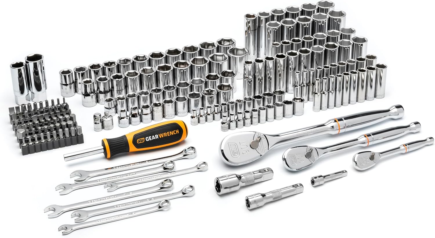 GEARWRENCH (GW90MCBMTS) 185 Piece Mechanics Hand Tool Set - 1/4", 3/8”, & 1/2" Drive, 90 Tooth, SAE & Metric - Image 4
