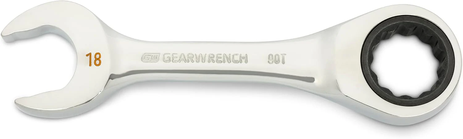 GEARWRENCH 18mm 90-Tooth 12 Point Stubby Combination Ratcheting Wrench | 86848 - Image 2