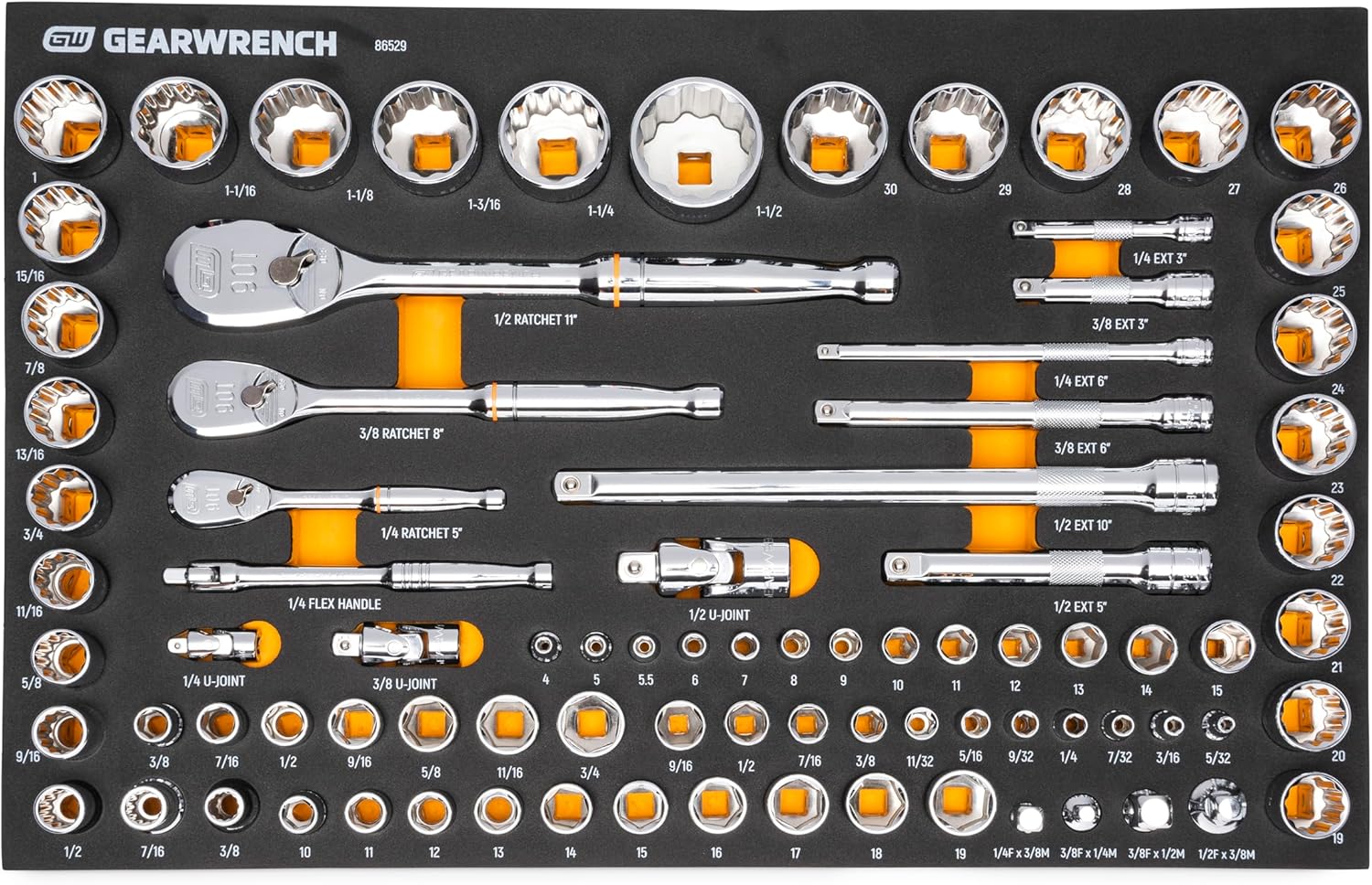 GEARWRENCH MEGAMOD194 194 Piece MEGAMOD Mechanics Tool Set in Modular Foam Trays with Storage Unit - Image 4
