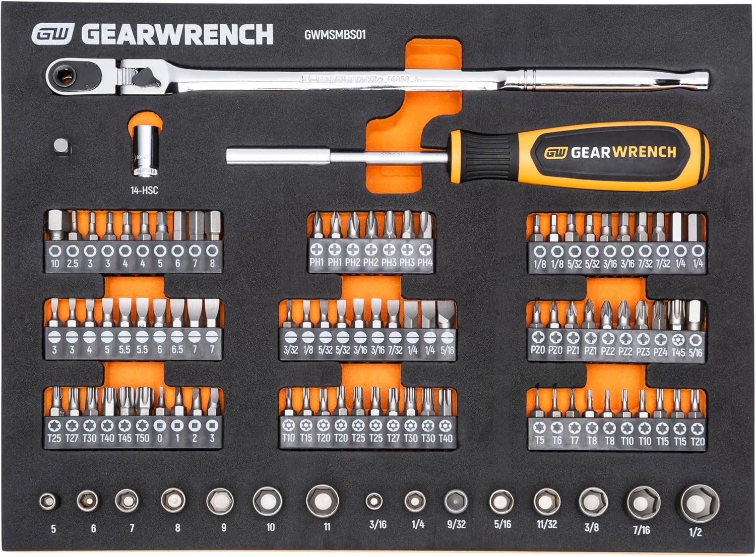 GEARWRENCH MEGAMOD194 194 Piece MEGAMOD Mechanics Tool Set in Modular Foam Trays with Storage Unit - Image 5