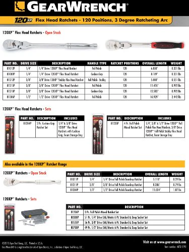 GEARWRENCH 2 Piece 1/4inch and 3/8inch Drive 120XP Flex Head Teardrop Ratchet Set, Dual Material - 81204P - Image 9