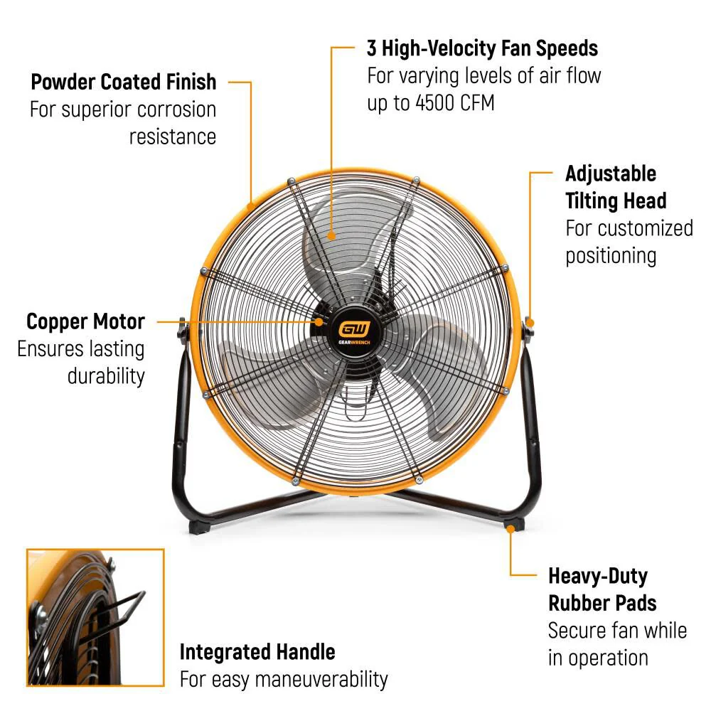 GEARWRENCH 20" 3-Speed High Velocity Shop Fan | GWSFAN20 - Image 11