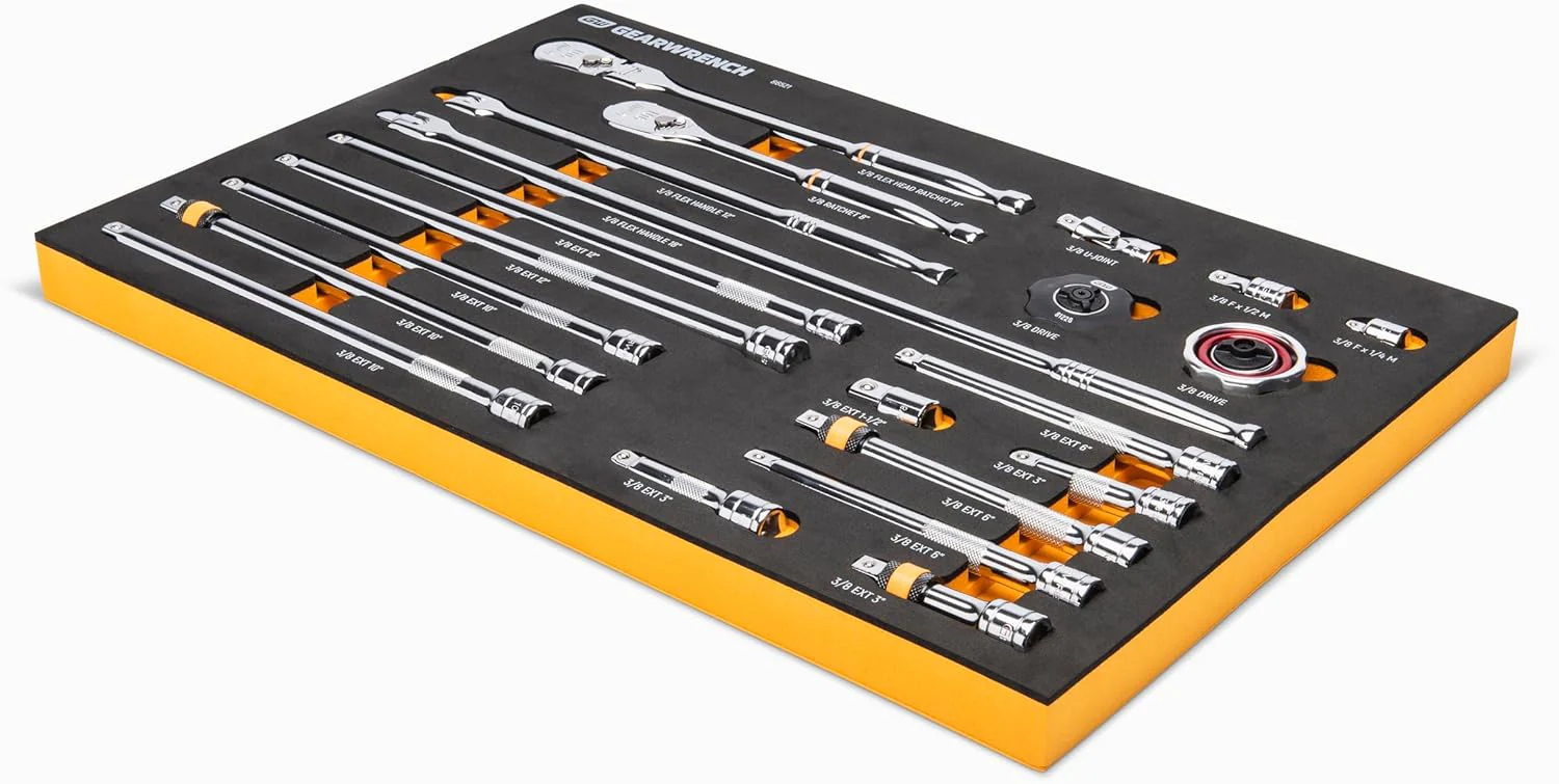 GEARWRENCH 21 Piece 3/8" 90T Ratchet & Drive Tool Set with EVA Foam Tray - 86521 - Image 8
