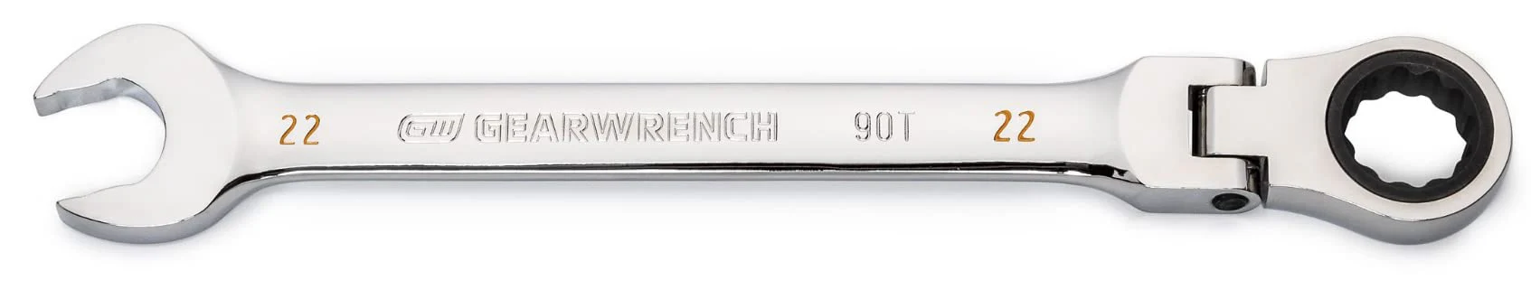 GEARWRENCH (86722) 22mm 4 Degree Swing Arch 12 Point Flex Head Ratcheting Combination Wrench
