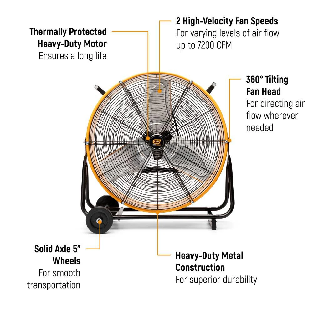 GEARWRENCH GWSFAN24 24" 2-Speed High Velocity Shop Fan - Image 12