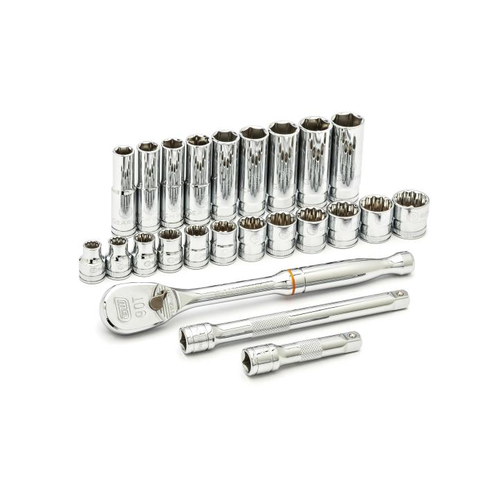 GEARWRENCH 24 Pc. 3/8" Drive 6 & 12 Pt. Mechanics Tool Set, Standard & Deep, Metric - 80559
