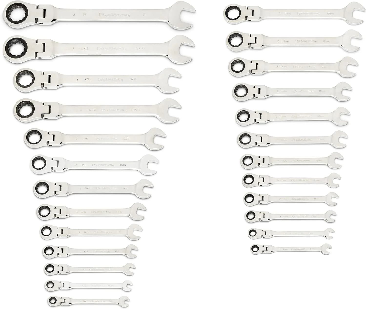 GEARWRENCH 86730 25-Pc. Flex Combination Ratcheting Wrench Set, SAE/MM - Image 3