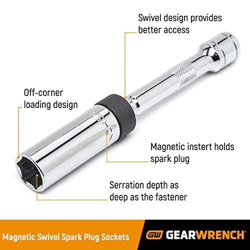 GEARWRENCH 3/8" Drive 6 Pt. 5/8" x 6" Magnetic Swivel Spark Plug Socket - 80546 - Image 3