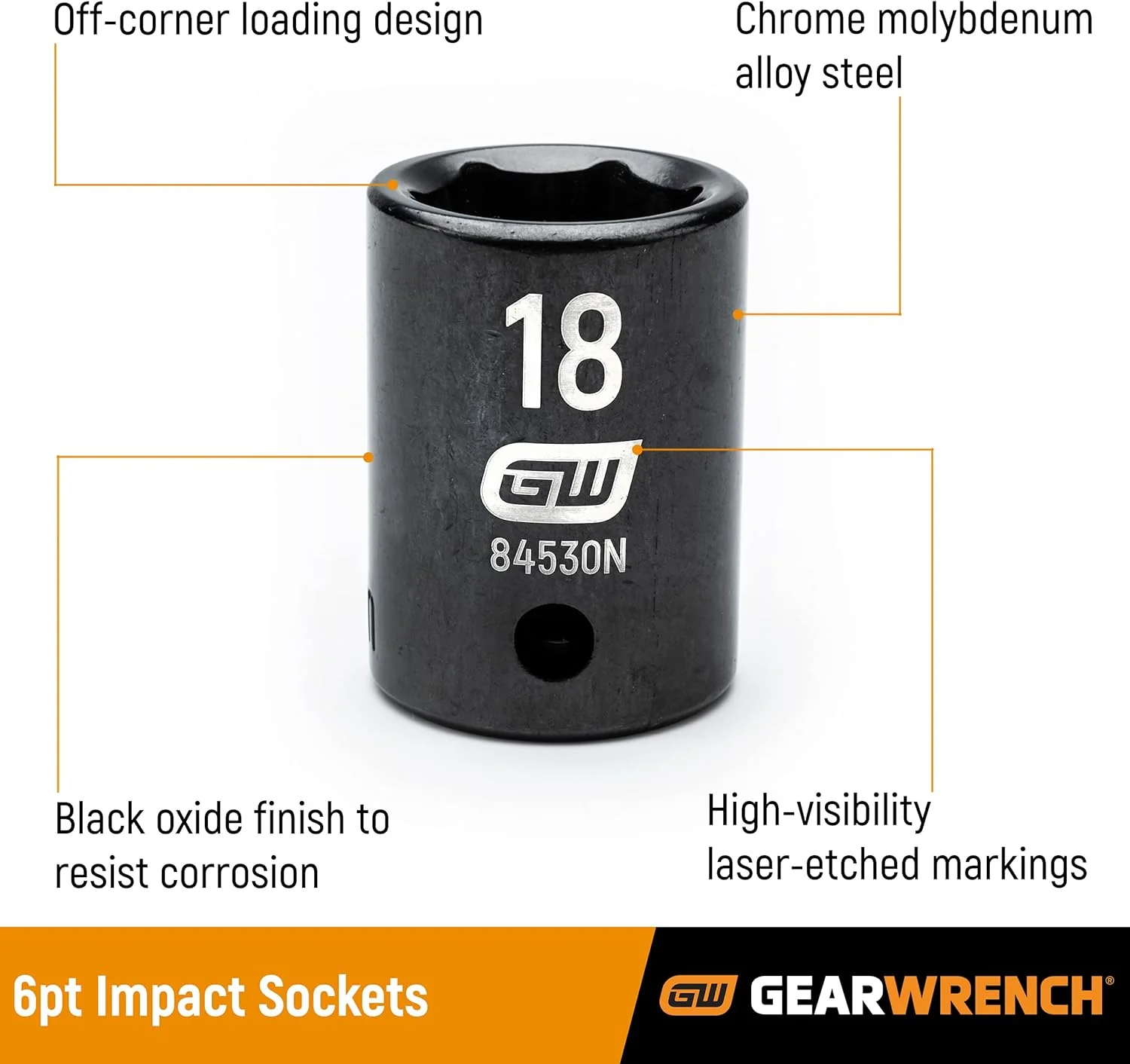 GEARWRENCH 3/8" Drive 6 Pt. Deep Impact Socket, 21mm - 84343N - Image 3