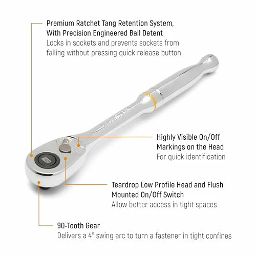 GEARWRENCH 3/8" Drive 90-Tooth Quick Release Teardrop Ratchet | 81218T - Image 2