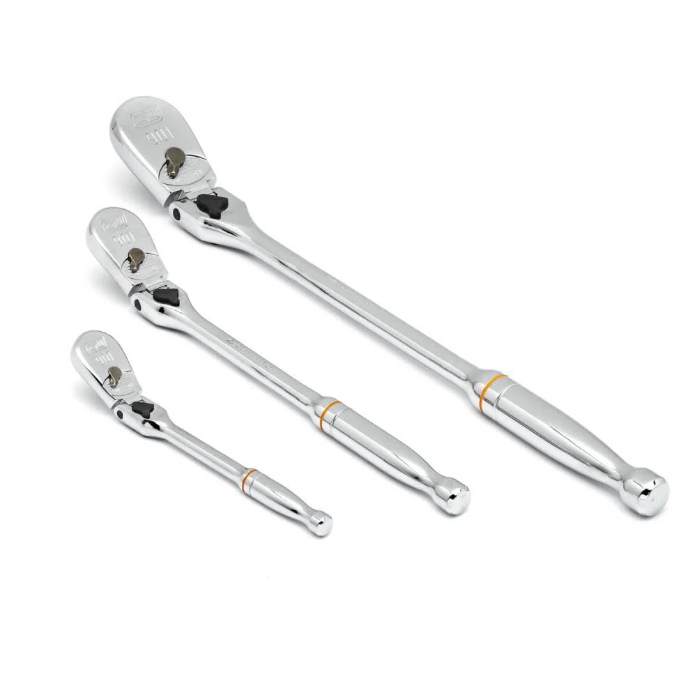 GEARWRENCH 3 Pc. 1/4", 3/8" & 1/2" Drive 90 Tooth Locking Flex Head Teardrop Ratchet Set - 81276T - Image 2