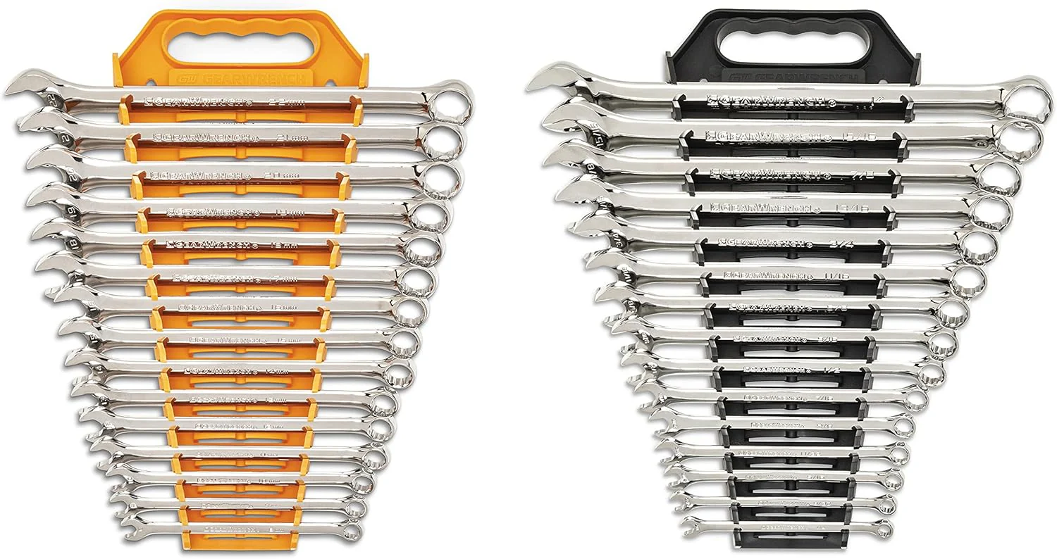 GEARWRENCH 30 Piece 12 Point Long Pattern Combination SAE/Metric Wrench Set with Wrench Racks (1/4-1 in., 8-22 mm) - 81937 - Image 2
