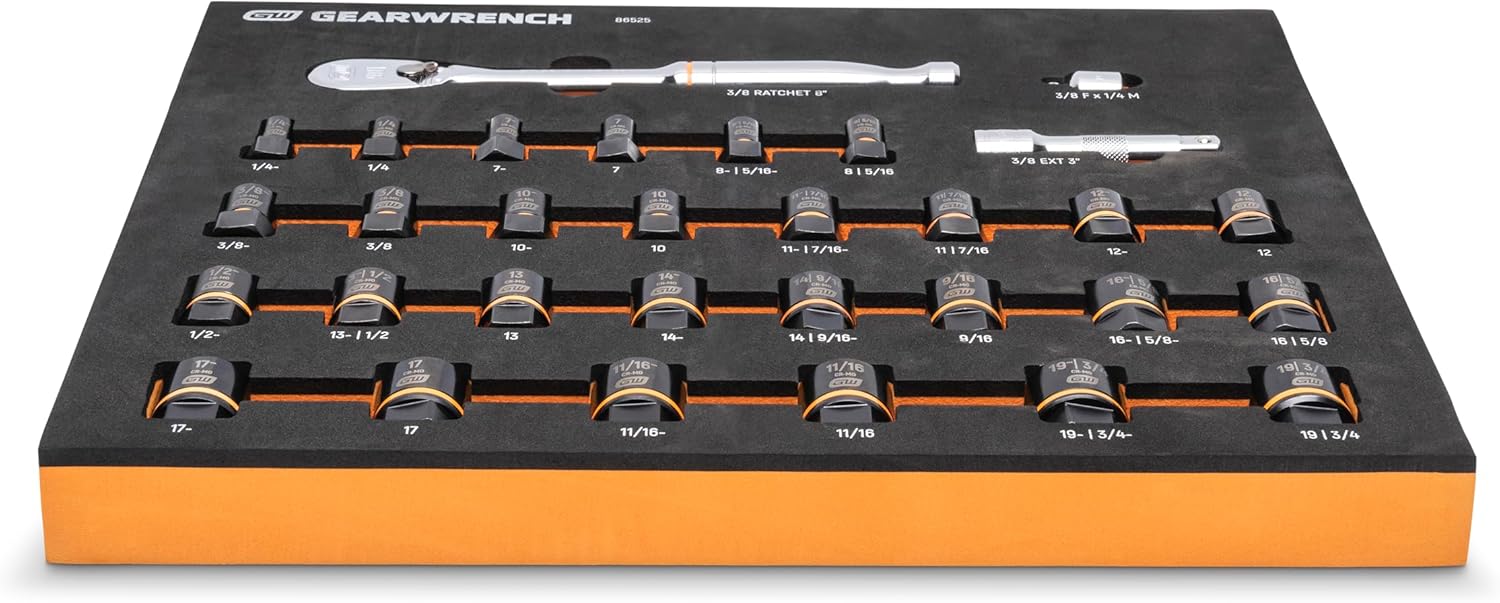 GEARWRENCH 86525 31 Piece Bolt Biter Ratchet Socket Set MM/SAE with EVA Foam Tray - Image 10