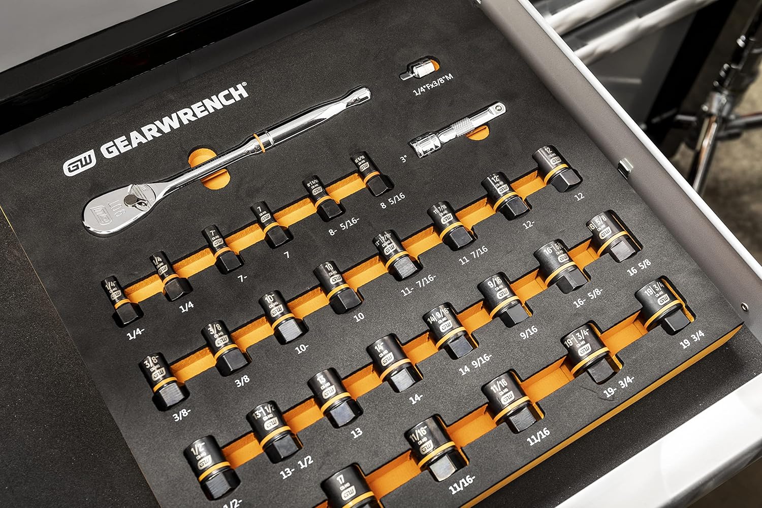 GEARWRENCH 86525 31 Piece Bolt Biter Ratchet Socket Set MM/SAE with EVA Foam Tray - Image 4