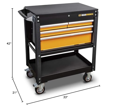 GEARWRENCH 33" 4 Drawer Black & Orange Utility Cart - 83168 - Image 13