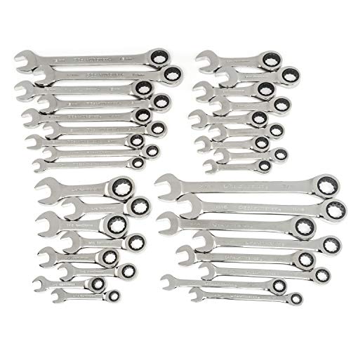 GEARWRENCH 85034 34 Pc. Standard & Stubby Ratcheting Wrench Set, SAE & Metric
