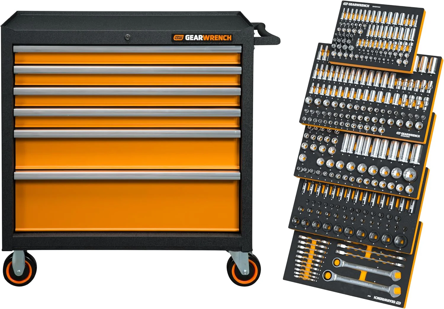 GEARWRENCH 358 Piece MEGAMOD Metric Mechanics Tool Set in Modular Foam Trays with Rolling Cabinet - MEGAMOD358 - Image 2