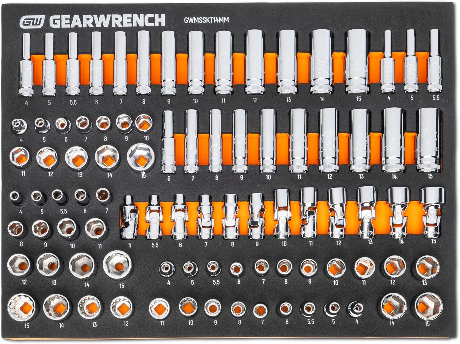 GEARWRENCH 358 Piece MEGAMOD Metric Mechanics Tool Set in Modular Foam Trays with Rolling Cabinet - MEGAMOD358 - Image 6