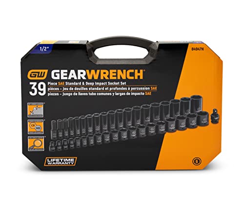 GEARWRENCH 39 Pc. 1/2" Drive 6 Pt. Impact Socket Set, Standard & Deep, SAE - 84947N, Black - Image 14