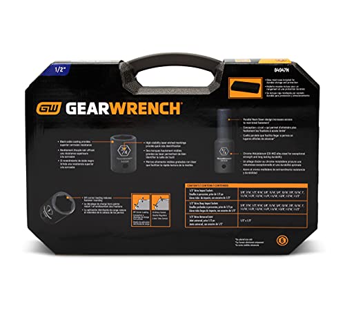 GEARWRENCH 39 Pc. 1/2" Drive 6 Pt. Impact Socket Set, Standard & Deep, SAE - 84947N, Black - Image 15