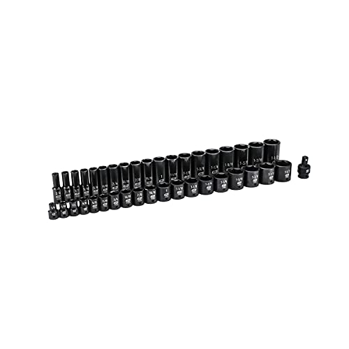 GEARWRENCH 39 Pc. 1/2" Drive 6 Pt. Impact Socket Set, Standard & Deep, SAE - 84947N, Black - Image 8