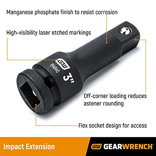 GEARWRENCH 4 Pc. 1/2" Drive Impact Extension Set 3", 5", 10" & 15" - Image 2