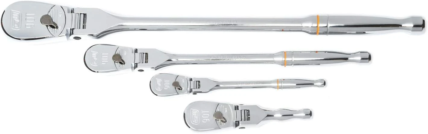 GEARWRENCH 81230T 4 Piece 1/4", 3/8" & 1/2" Drive 90 Tooth Full Polish Flex-Head RATCHET Set - Image 2
