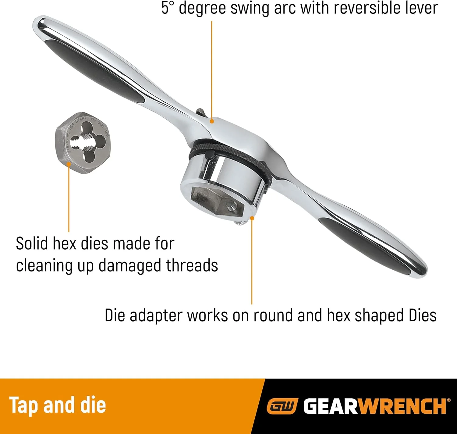 GEARWRENCH 42 Piece Ratcheting Tap & Die Set, Metric - 3886 - Image 5