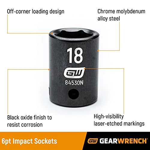GEARWRENCH 44 Pc. 3/8" Drive 6 Point Standard & Deep Impact SAE/Metric Socket Set - 84916N - Image 8