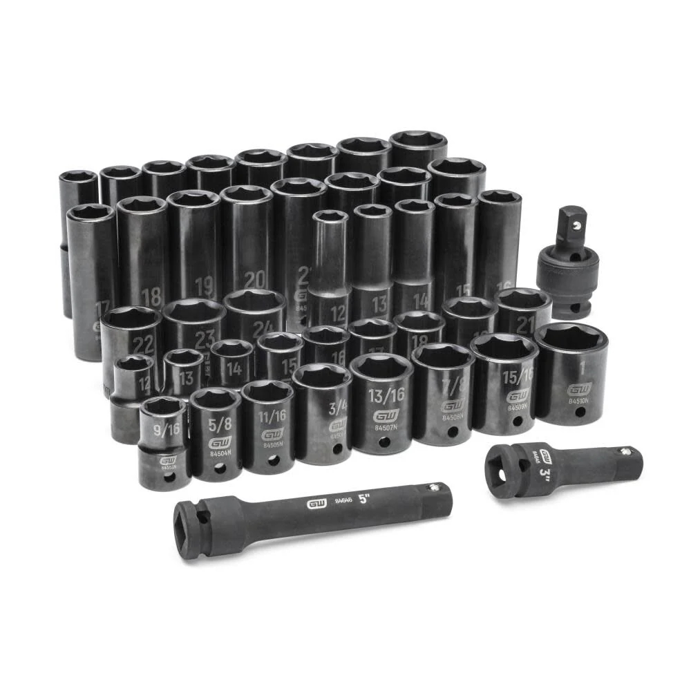 GEARWRENCH 89094 44 Piece 1/2" Drive Standard & Deep SAE/MM Impact Socket Set