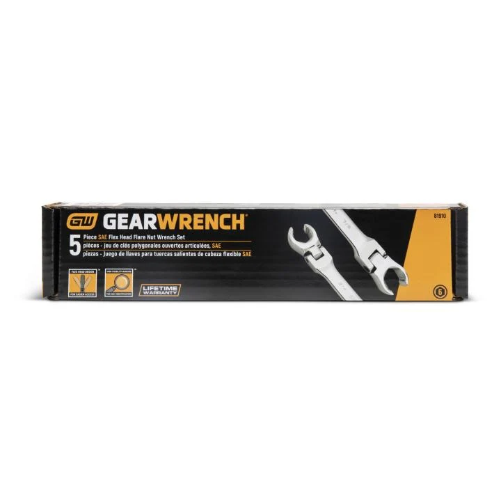 GEARWRENCH 5 Pc. Flex Head Flare Nut Wrench Set, SAE - 81910 - Image 2