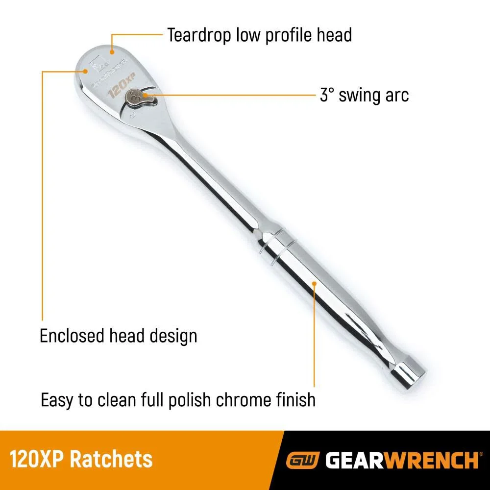 GEARWRENCH 51 Pc. 1/4 Inch Drive 6 Pt. 120XP Mechanics Tool Set, Standard & Deep, SAE/Metric - 80300P - Image 7