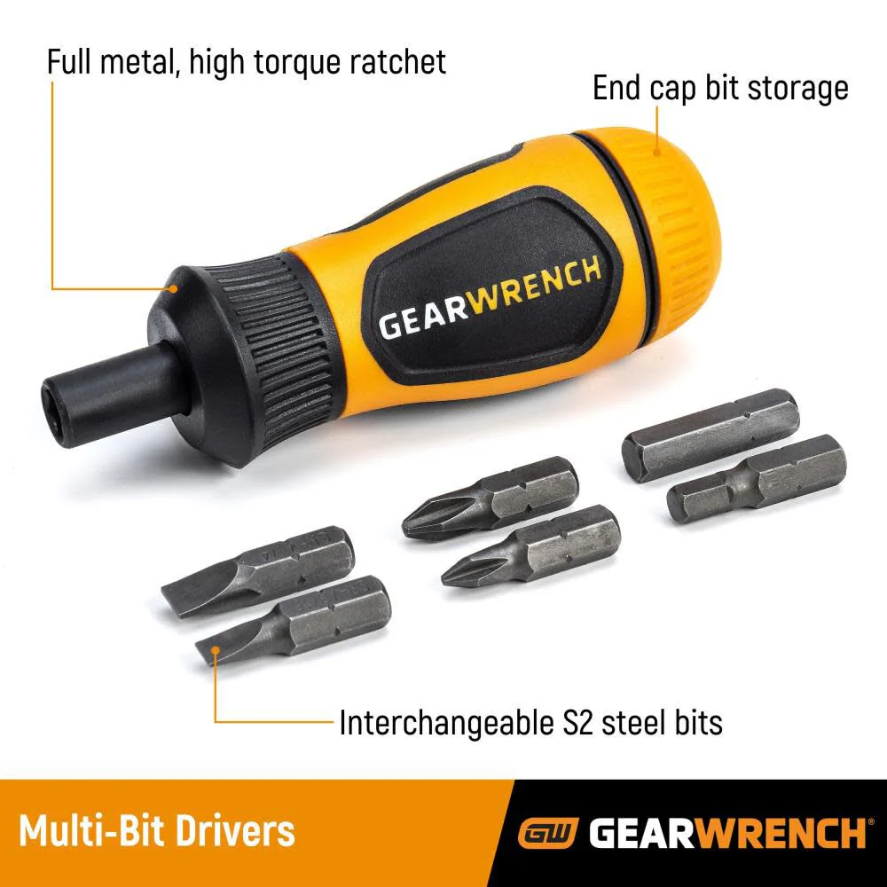 GEARWRENCH 6-in-1 Stubby Ratcheting Multi-Bit Driver - 80061R - Image 6