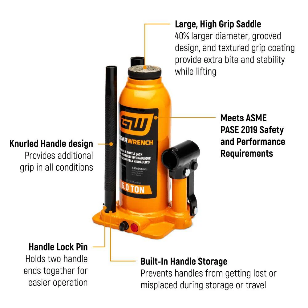 GEARWRENCH 6 Ton Hydraulic Bottle Jack | GWHBJ6T - Image 8