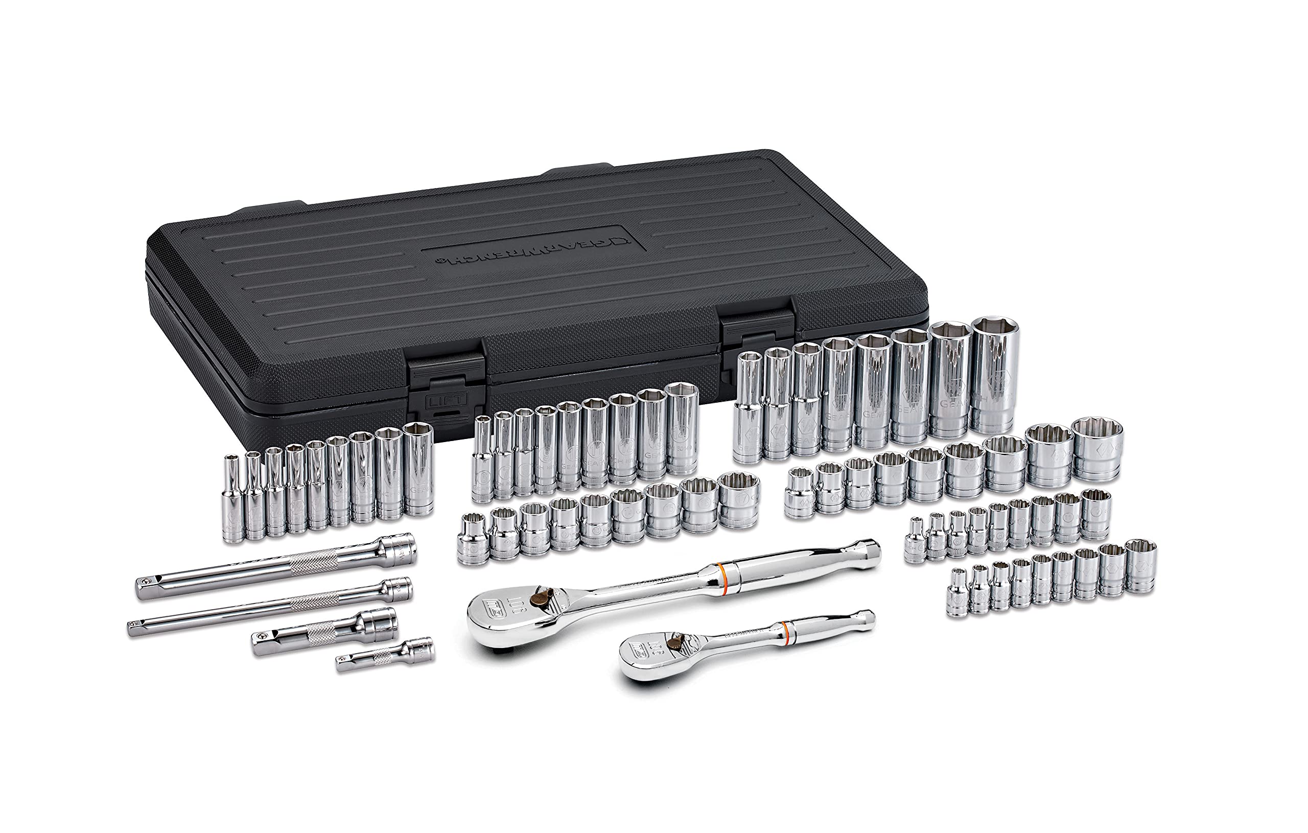 GEARWRENCH 83000 68 Pc. 1/4" & 3/8" Drive Mechanics Tool Set, 6 & 12 Pt., Standard & Deep, SAE/Metric