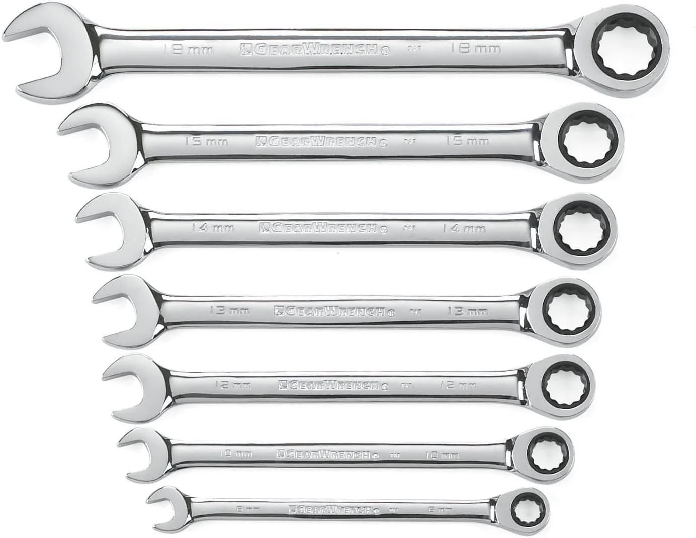 GEARWRENCH (9417) 7 Pc. 12 Pt. Ratcheting Combination Wrench Set, Metric - Image 2