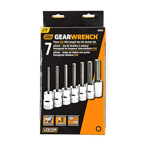 GEARWRENCH 7 Pc. 3/8" Drive Mid-Length Hex Bit Socket Set, SAE - 82529 - Image 12