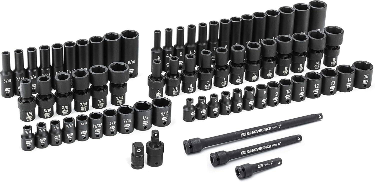 GEARWRENCH 71 Piece 1/4" Drive 6 Point Standard & Deep Universal Impact SAE/Metric Socket Set | 84903 - Image 4