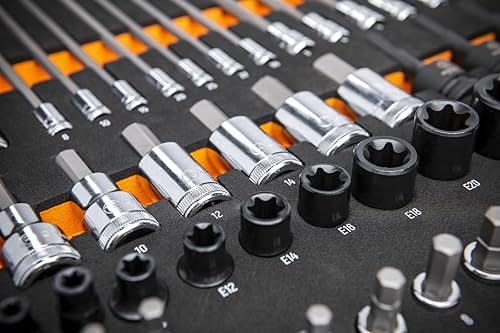 GEARWRENCH 74 Piece 1/4�, 3/8�, 1/2� Drive Metric Bit Socket Set in Foam Storage Tray - GWMSBSKCBMM - Image 5