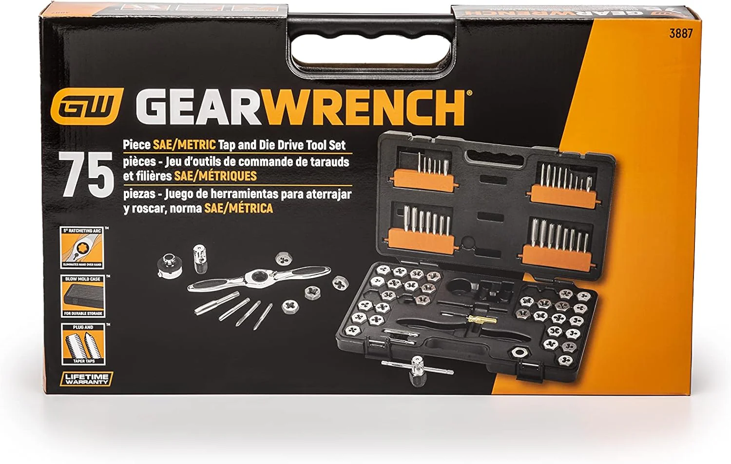 GEARWRENCH 3887 - 77 Piece SAE/Metric Ratcheting Tap and Die Set - Image 6