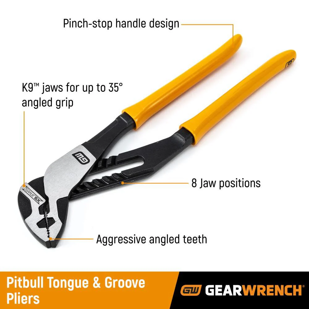 GEARWRENCH 8 Inch Straight Jaw Dipped Handle Tongue and Groove Plier - 82169 - Image 3