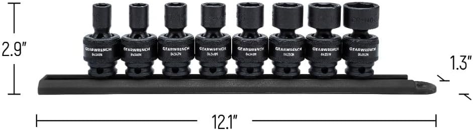 GEARWRENCH 8 Pc. 3/8" Drive 6 Pt. Standard Universal Impact Socket Set, SAE - 84917N - Image 2