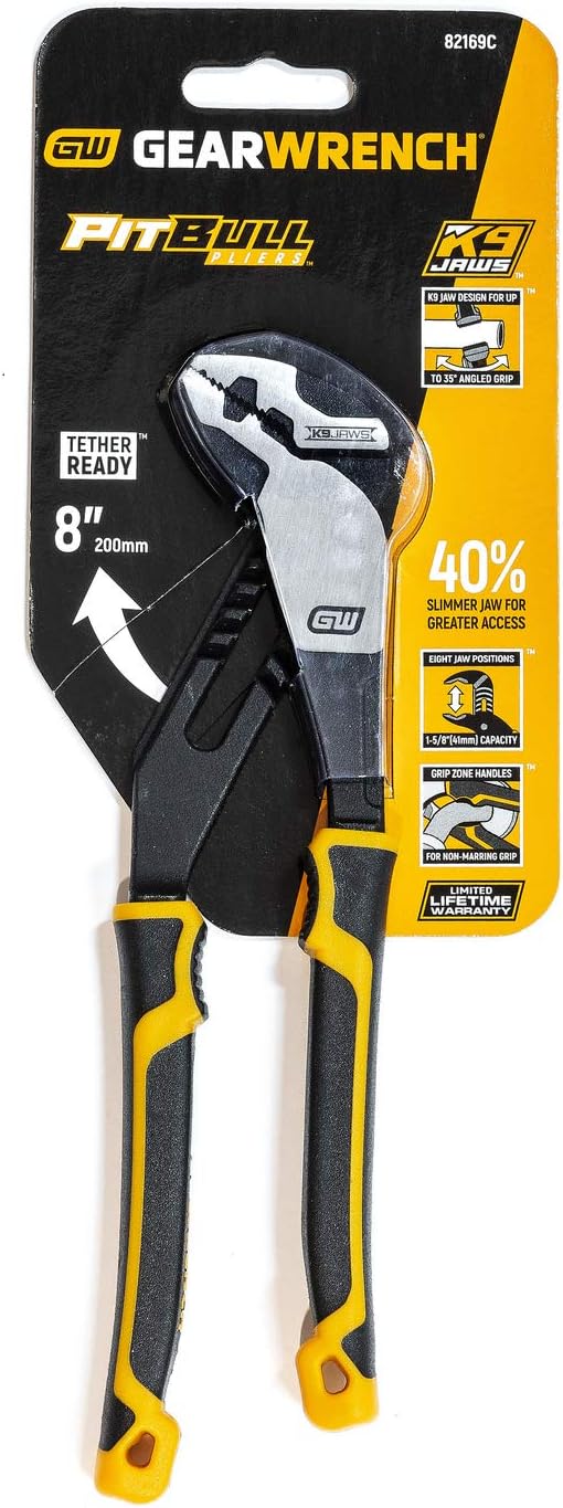 GEARWRENCH 8" Pitbull K9 Straight Jaw Dual Material Tongue and Groove Pliers - 82169C - Image 2