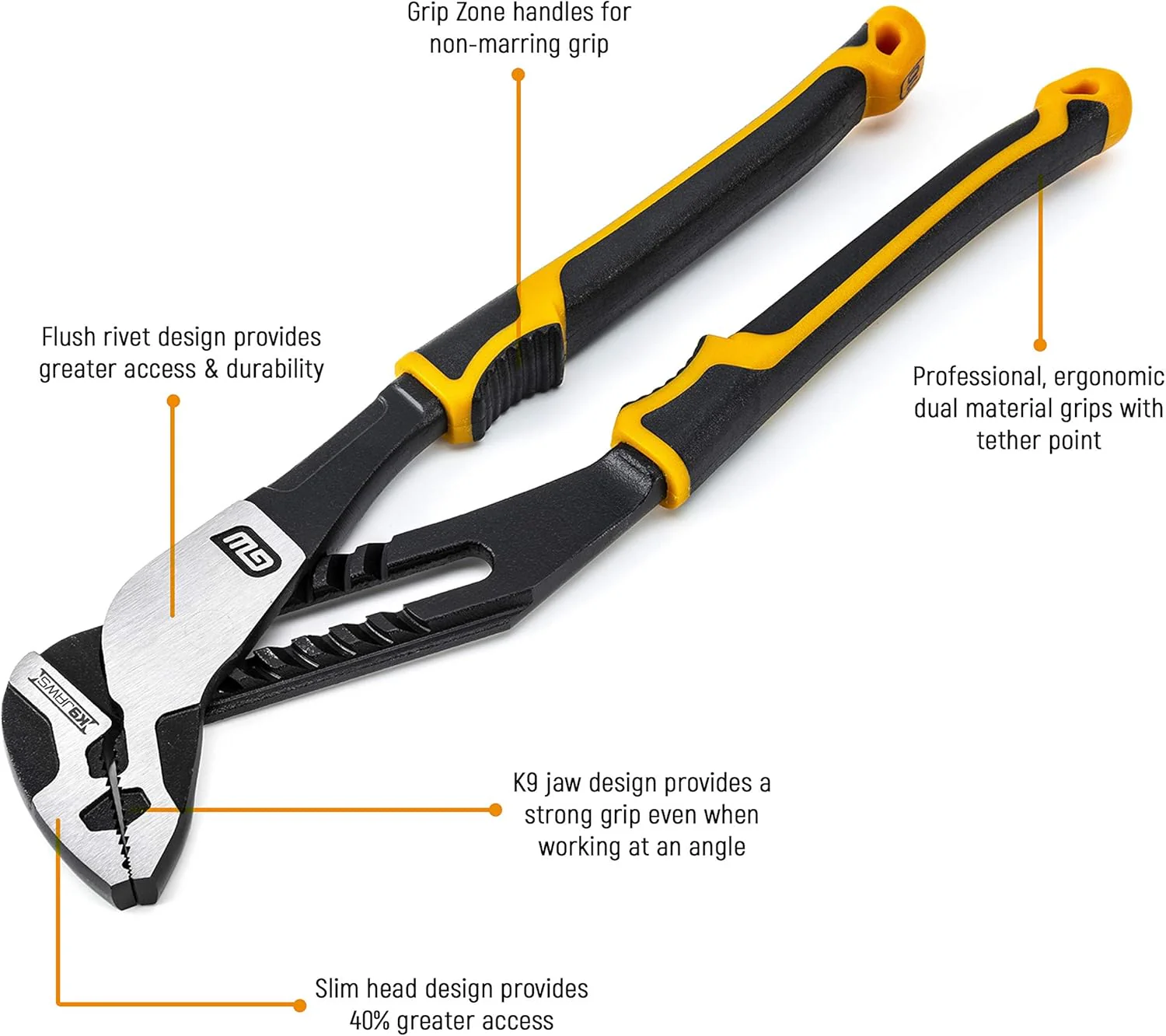 GEARWRENCH 8" Pitbull K9 Straight Jaw Dual Material Tongue and Groove Pliers - 82169C - Image 3