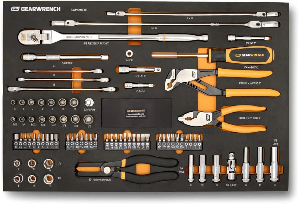 Gearwrench 82 Piece 120XP Automotive Tool Set in Foam Storage Tray | GWMSMBS02 - Image 2