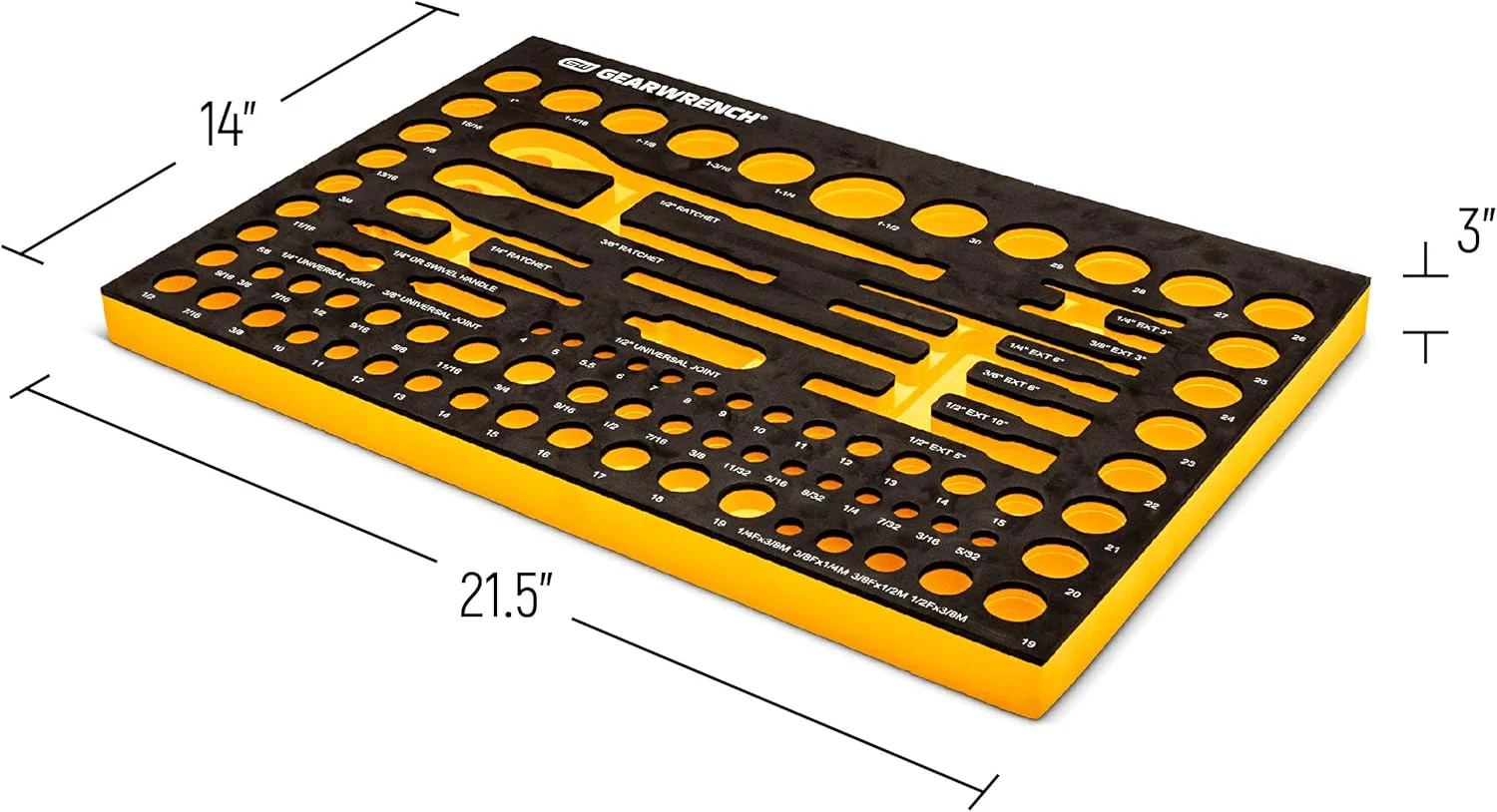 GEARWRENCH 83 Pc. 1/4, 3/8", 1/2" 90-Tooth SAE/Metric Mechanics Tool Set with EVA Foam Tray - 86529 - Image 16