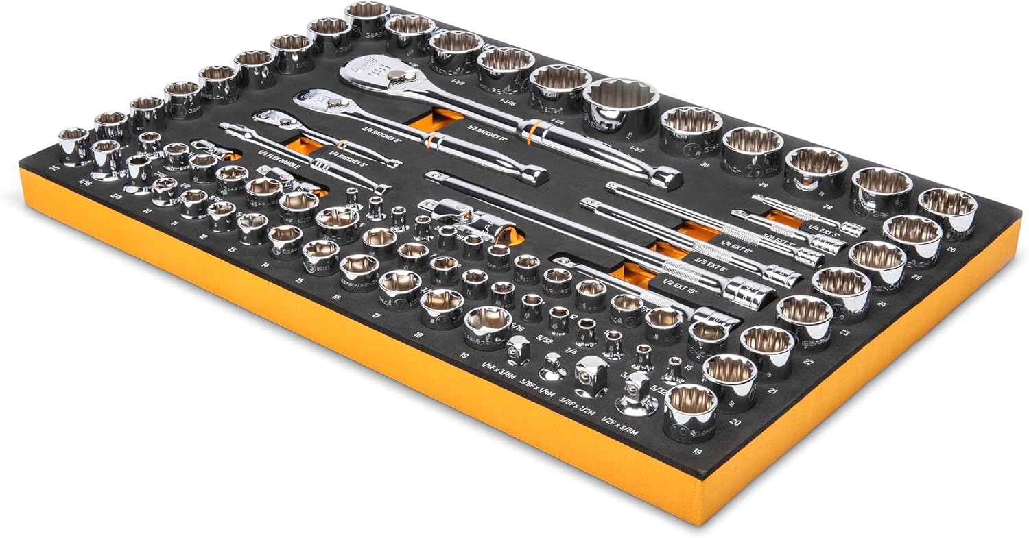GEARWRENCH 83 Pc. 1/4, 3/8", 1/2" 90-Tooth SAE/Metric Mechanics Tool Set with EVA Foam Tray - 86529 - Image 7