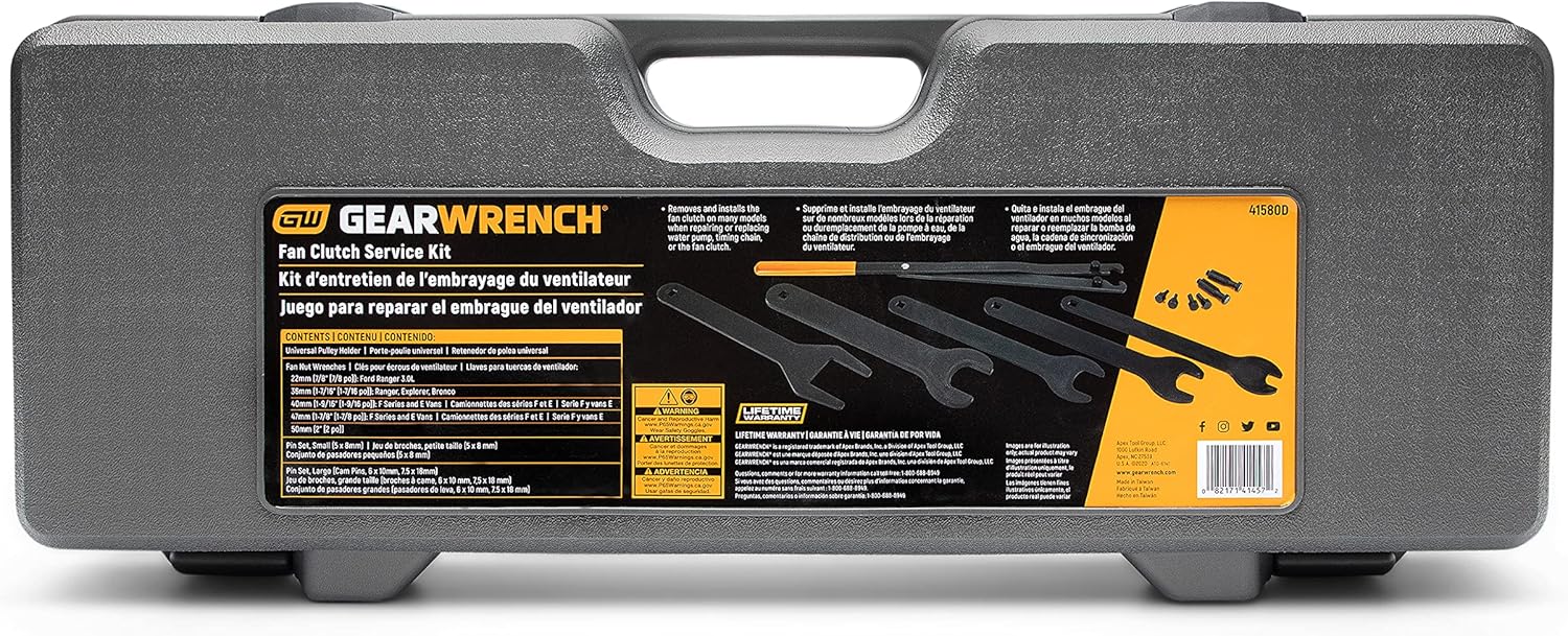 GEARWRENCH Fan Clutch Service Set, Fan Nut Wrenches, Pully Holder, Blow Mold Case- 41580D - Image 8