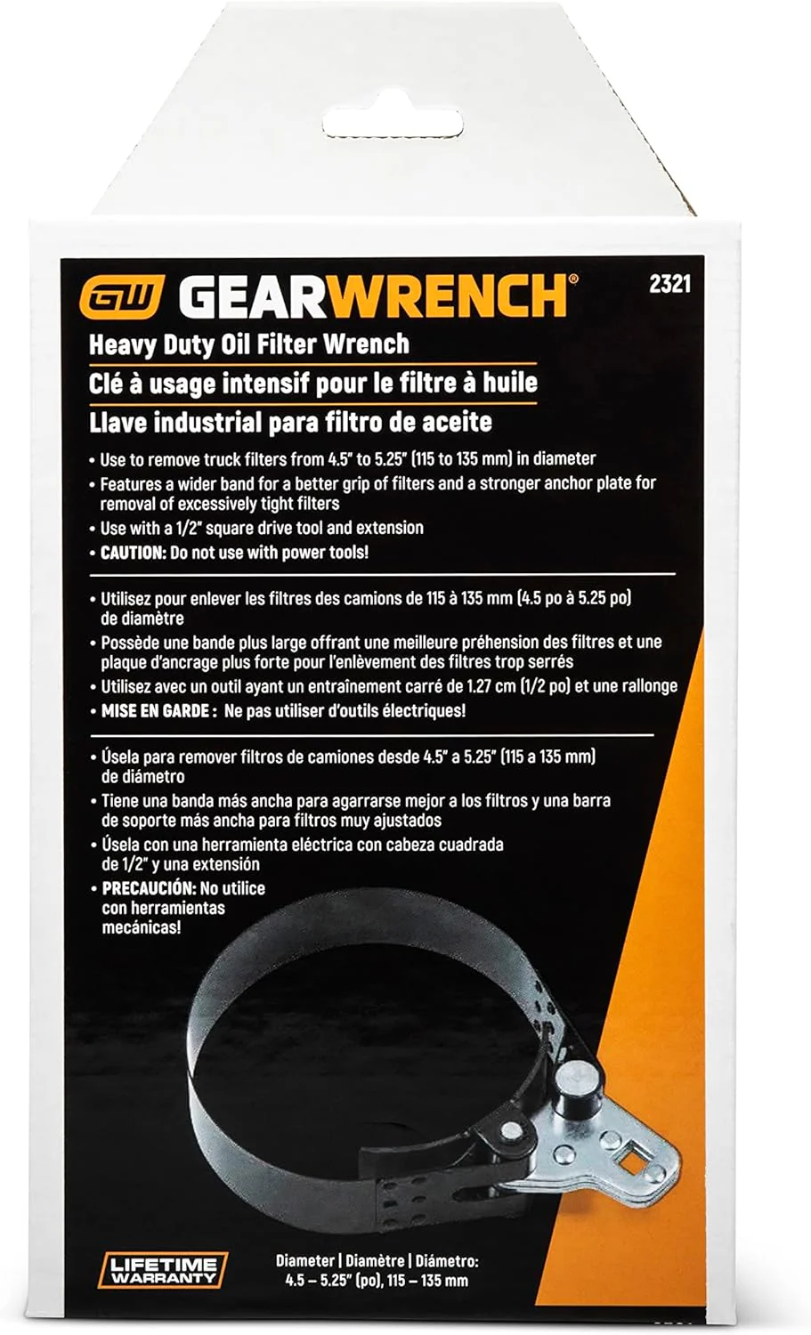 GEARWRENCH Heavy-Duty Oil Filter Wrench 4-1/2" to 5-1/4" - 2321 - Image 6