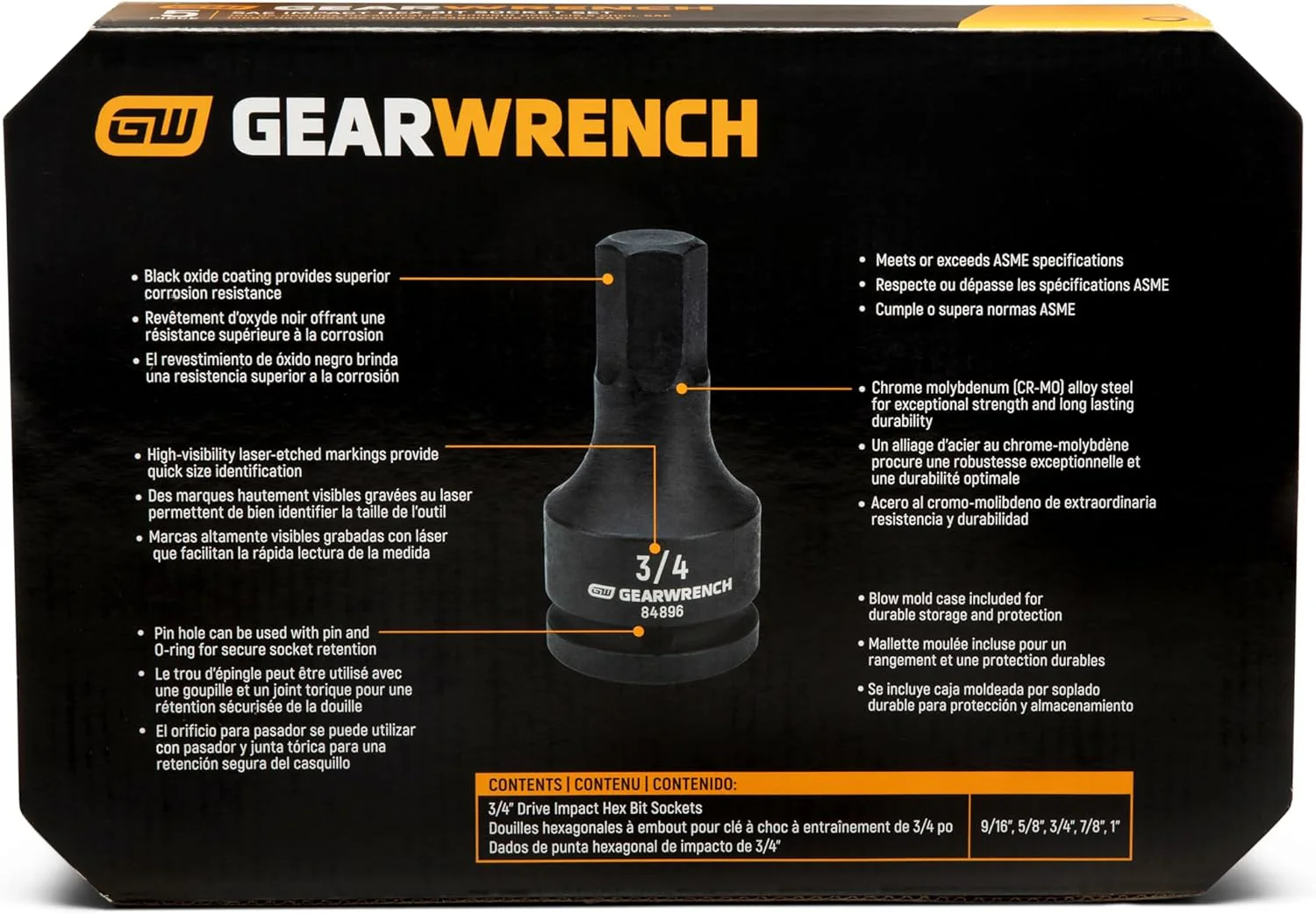 GEARWRENCH 84968-06 Impact Hex Bit Socket Set, 3/4-in Drive, 5 Piece, Metric - Image 5
